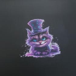 "Katze mit Hut" Kunstleder 40x40cm